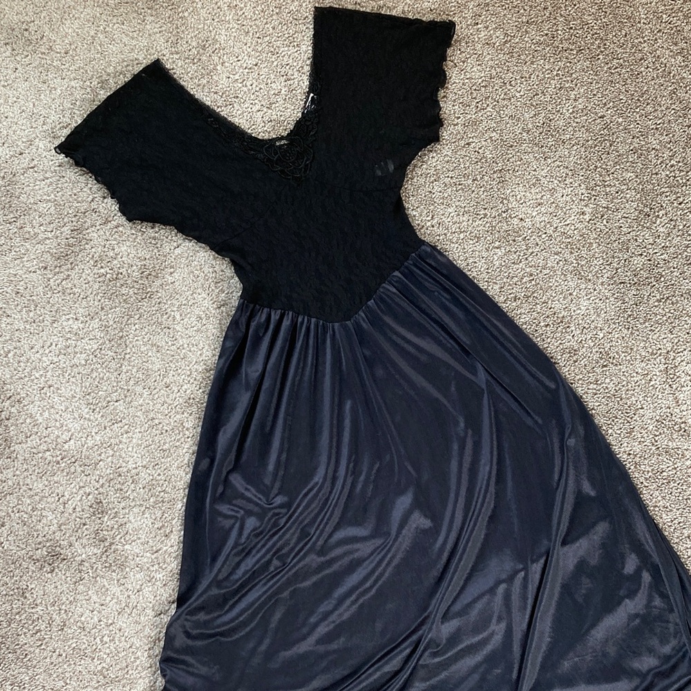 Vintage 80s 90s Cinema Etoile Lace Basque Waist Balletcore Nightgown sz M